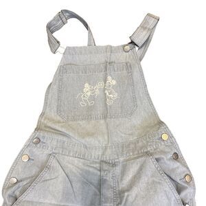 VTG DISNEY STORE EMBROIDERED Mickey and Minnie MOUSE DENIM BIB OVERALLS Small